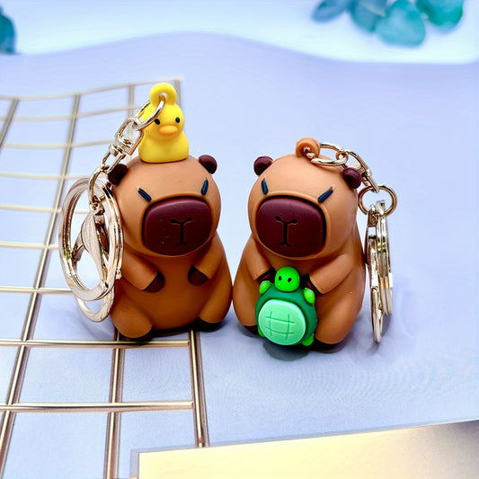 1pc Adorable Capybara And Duck Pendant Keychain For Men, Fashionable Bag And Car Key Pendant Decoration