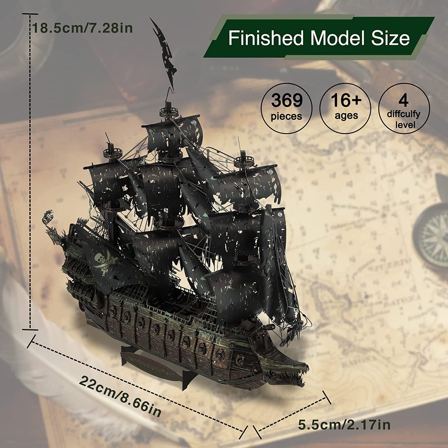 Metal 3D Jigsaw Puzzles For Adults, Flying Pirate Ship Model Kit, 3D Water Model Building Kit, DIY Craft Kit Difficult 3D Puzzles For Family Time, Great Gift