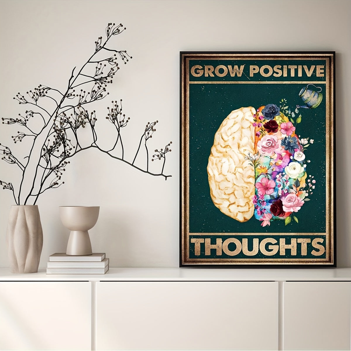 1pc Grow Positive Thoughts Canvas Poster