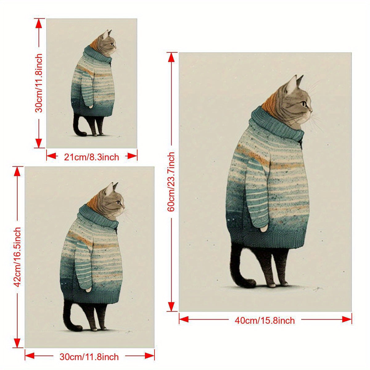 1pc Canvas Poster, Fat Gray Cat In Sweater Poster