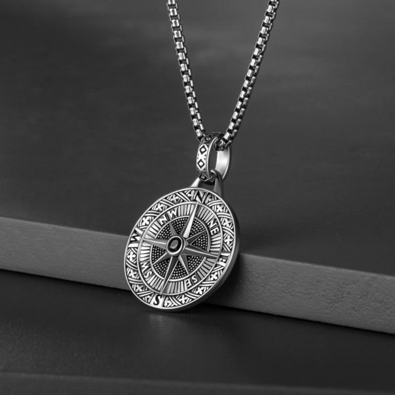 1pc Compass Pendant Necklace, Men's Fashion Retro Hip Hop Pendant Accessories