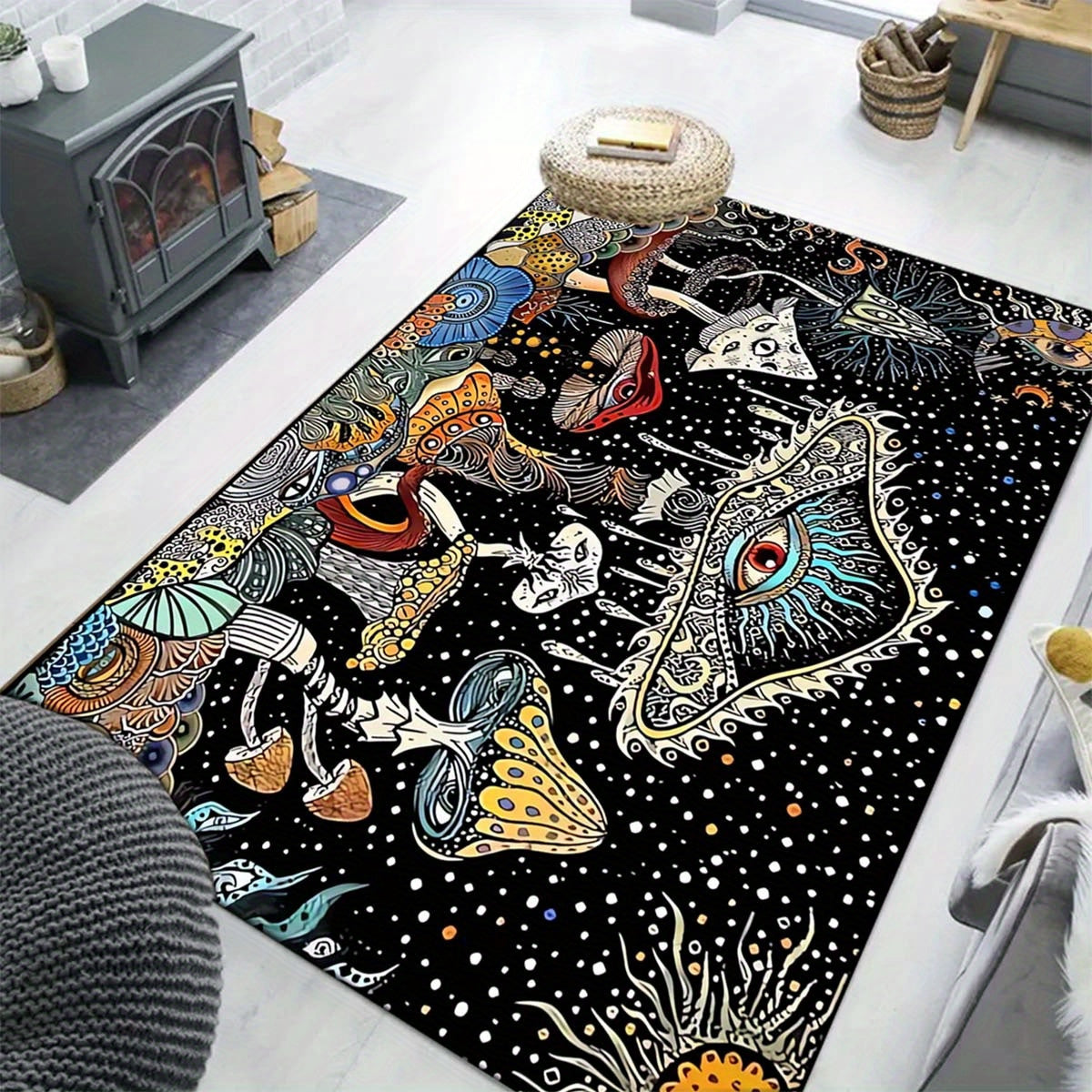 1pc, Colorful Mushroom Soft Area Rugs, Non-Slip Shaggy Floor Carpet