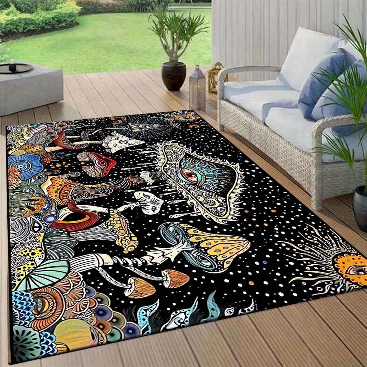 1pc, Colorful Mushroom Soft Area Rugs, Non-Slip Shaggy Floor Carpet