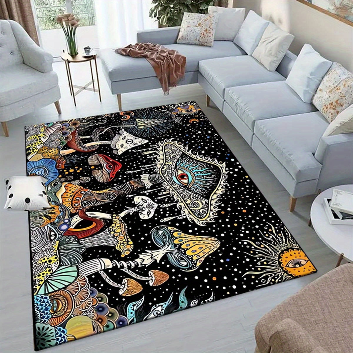 1pc, Colorful Mushroom Soft Area Rugs, Non-Slip Shaggy Floor Carpet