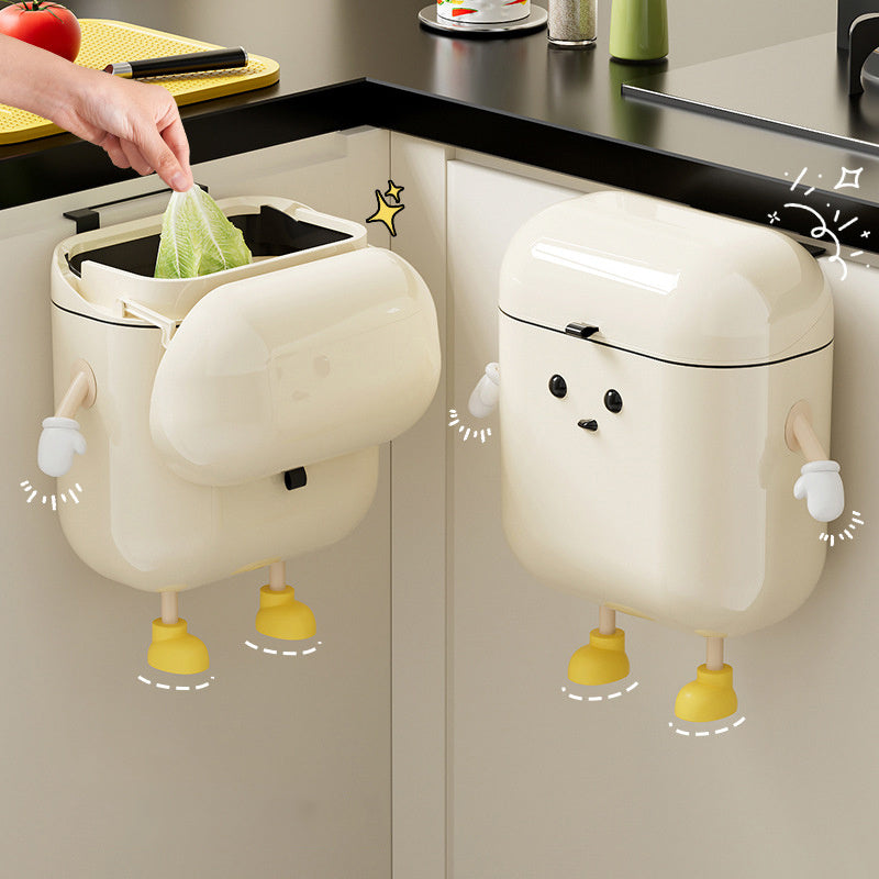 Cute Cartoon Hanging Trash Can With Lid,