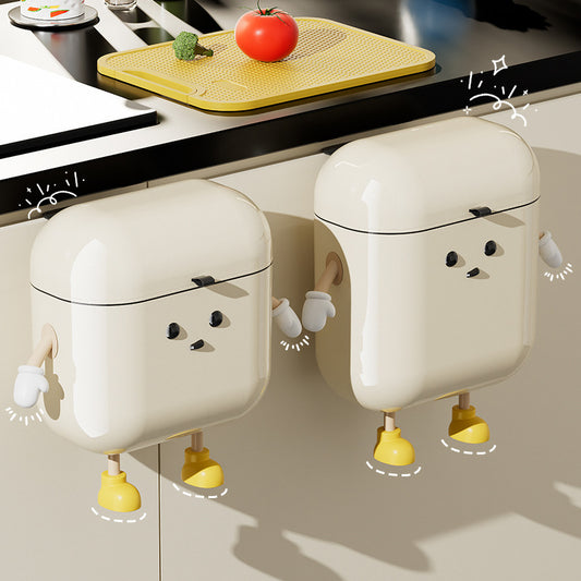 Cute Cartoon Hanging Trash Can With Lid,