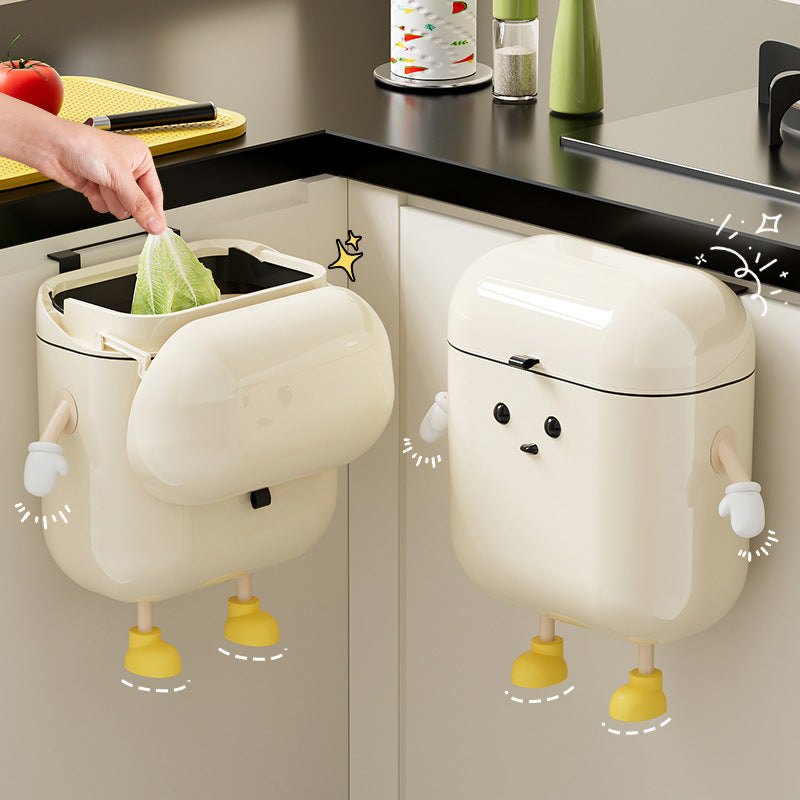 Cute Cartoon Hanging Trash Can With Lid,