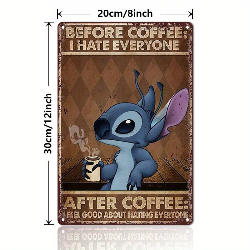 UME Vintage Stitch Coffee Quotes Tin Sign