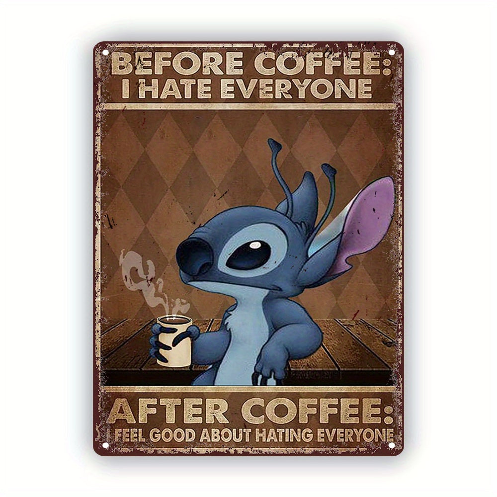 UME Vintage Stitch Coffee Quotes Tin Sign