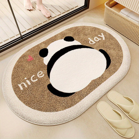 Festive Cartoon Panda Bathroom Mat: Soft,