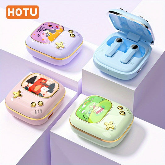 Cute Cartoon Wireless Earphones: LED Display,