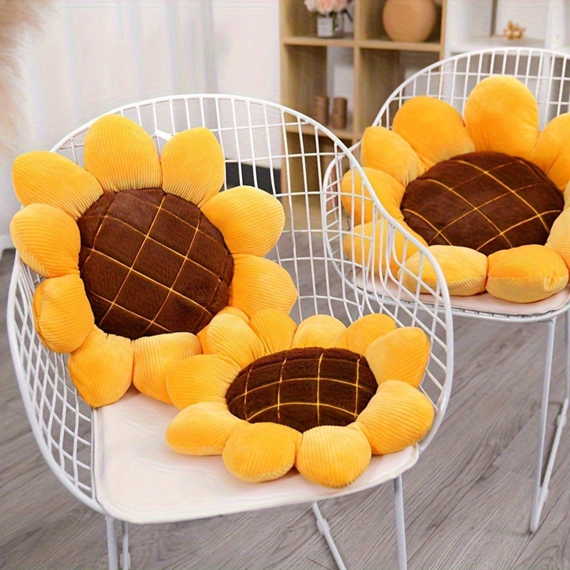 Sunflower Shaped Plush Knitted Pillow