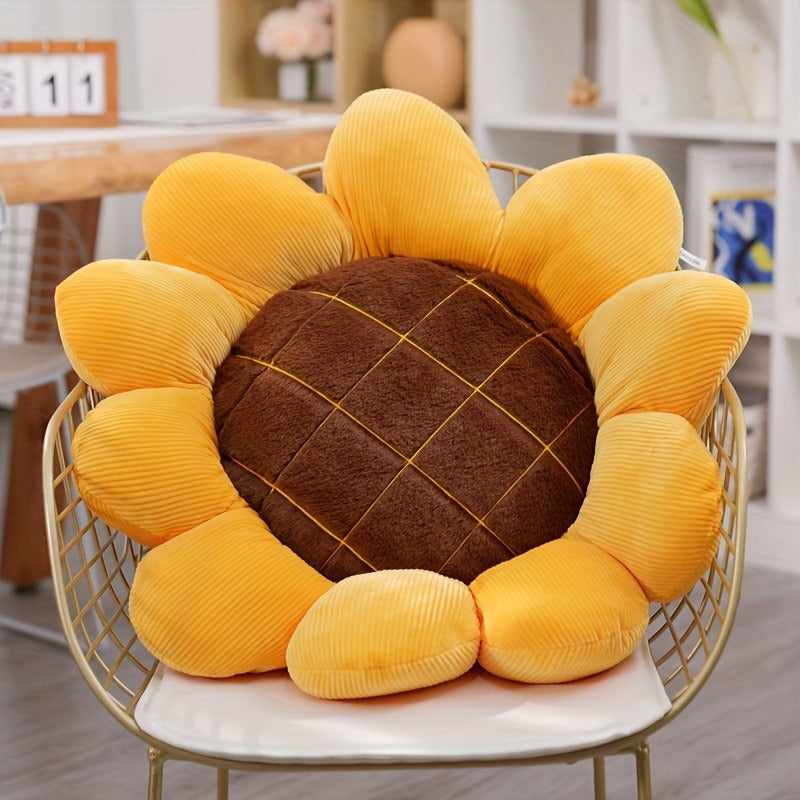 Sunflower Shaped Plush Knitted Pillow