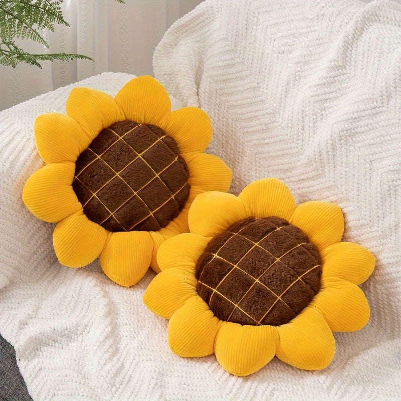 Sunflower Shaped Plush Knitted Pillow