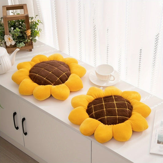 Sunflower Shaped Plush Knitted Pillow