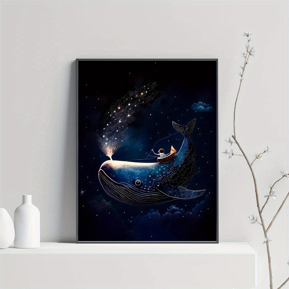 Whale Rider & Starry Night Canvas Art Print