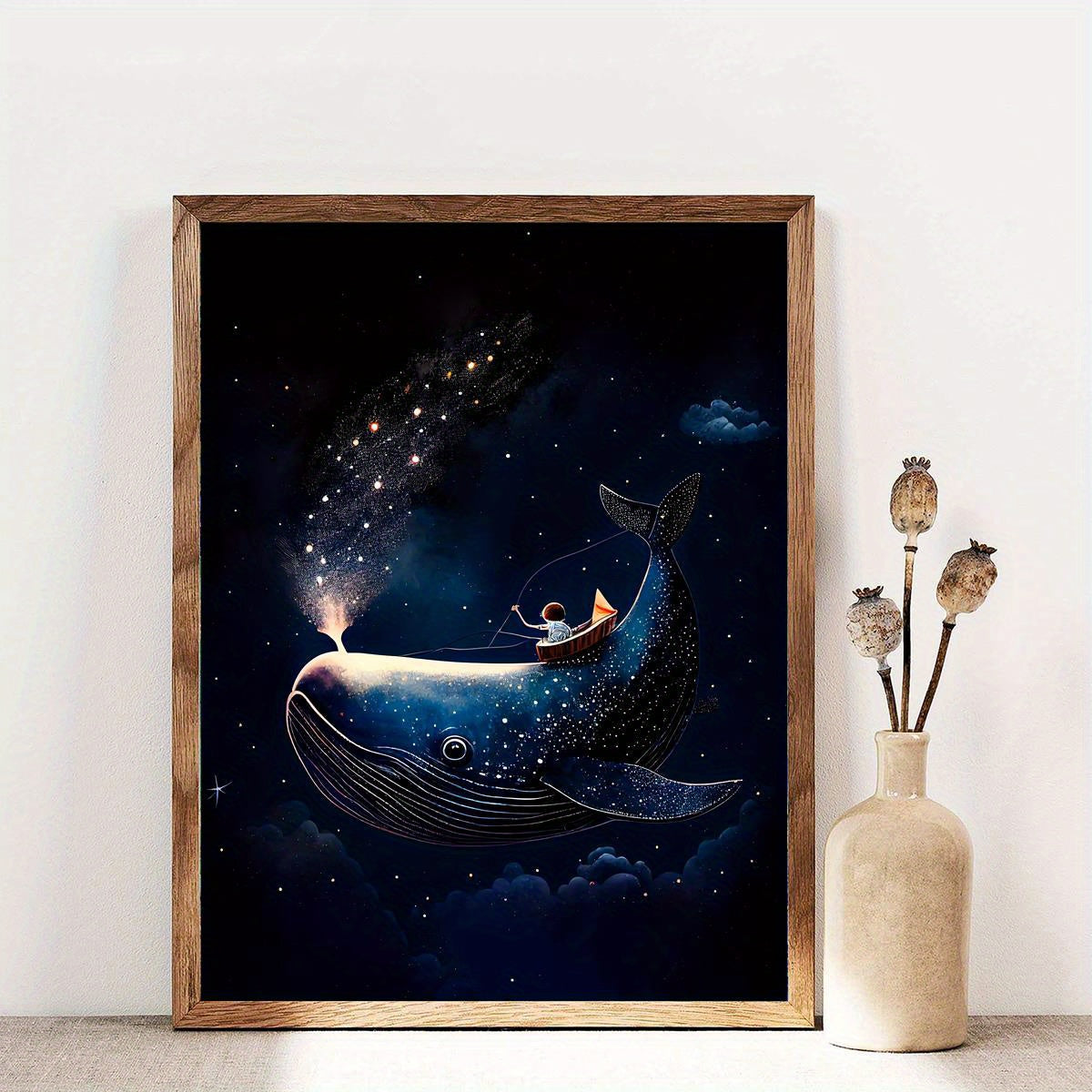 Whale Rider & Starry Night Canvas Art Print