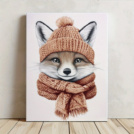 Charming Fox Winter Canvas Art Print