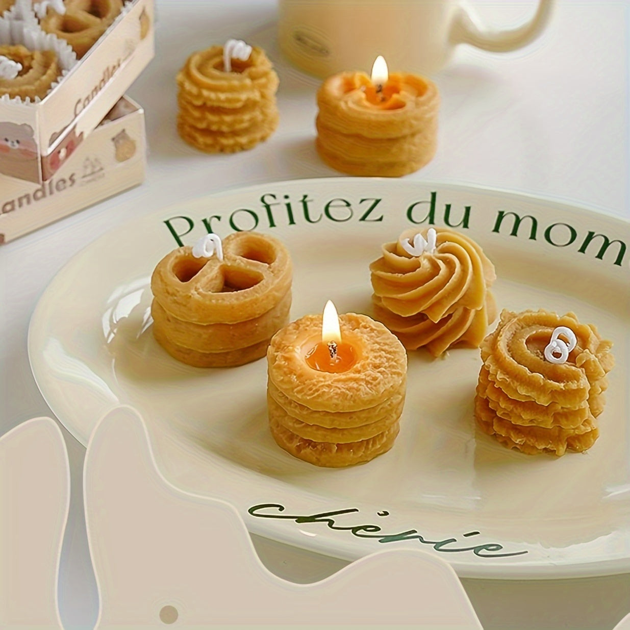 4pcs Cookie Aromatherapy Candle Gift Box