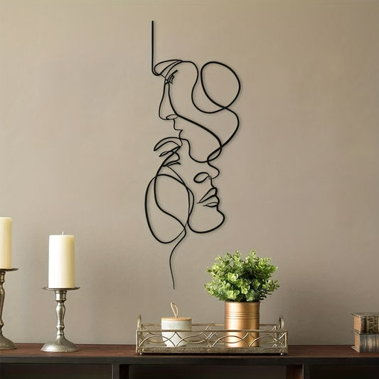 Home Metal Art Wall Decoration Explosions Abstract Wrought Iron Crafts Face Line Art Home Decoration Eid Al-Adha Mubarak