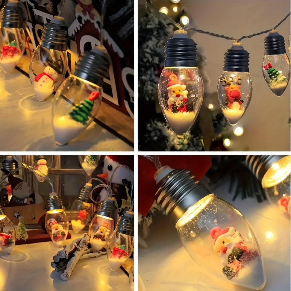 Christmas Fantasy Indoor String Lights with Santa Claus and Tree Ornaments