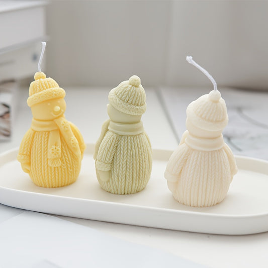 With A Scarf Snowman For Incense Candle Silicone Mold,