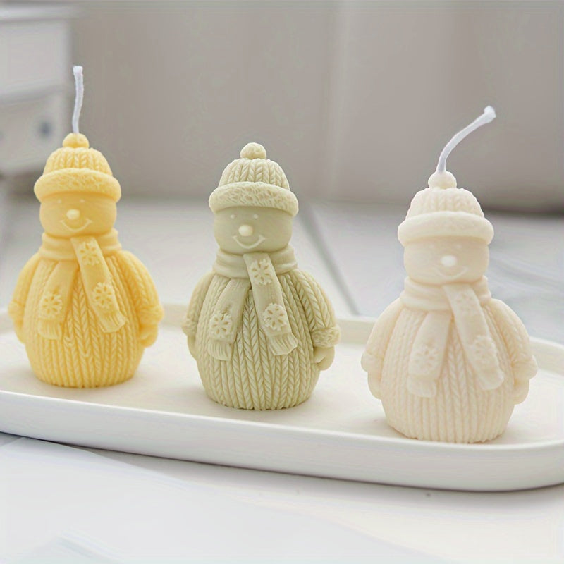 With A Scarf Snowman For Incense Candle Silicone Mold,