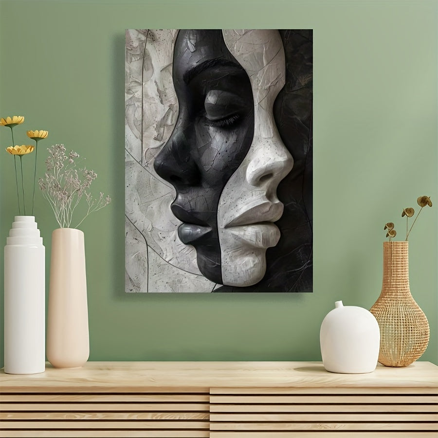 Modern Black & White Woman Faces Canvas Art