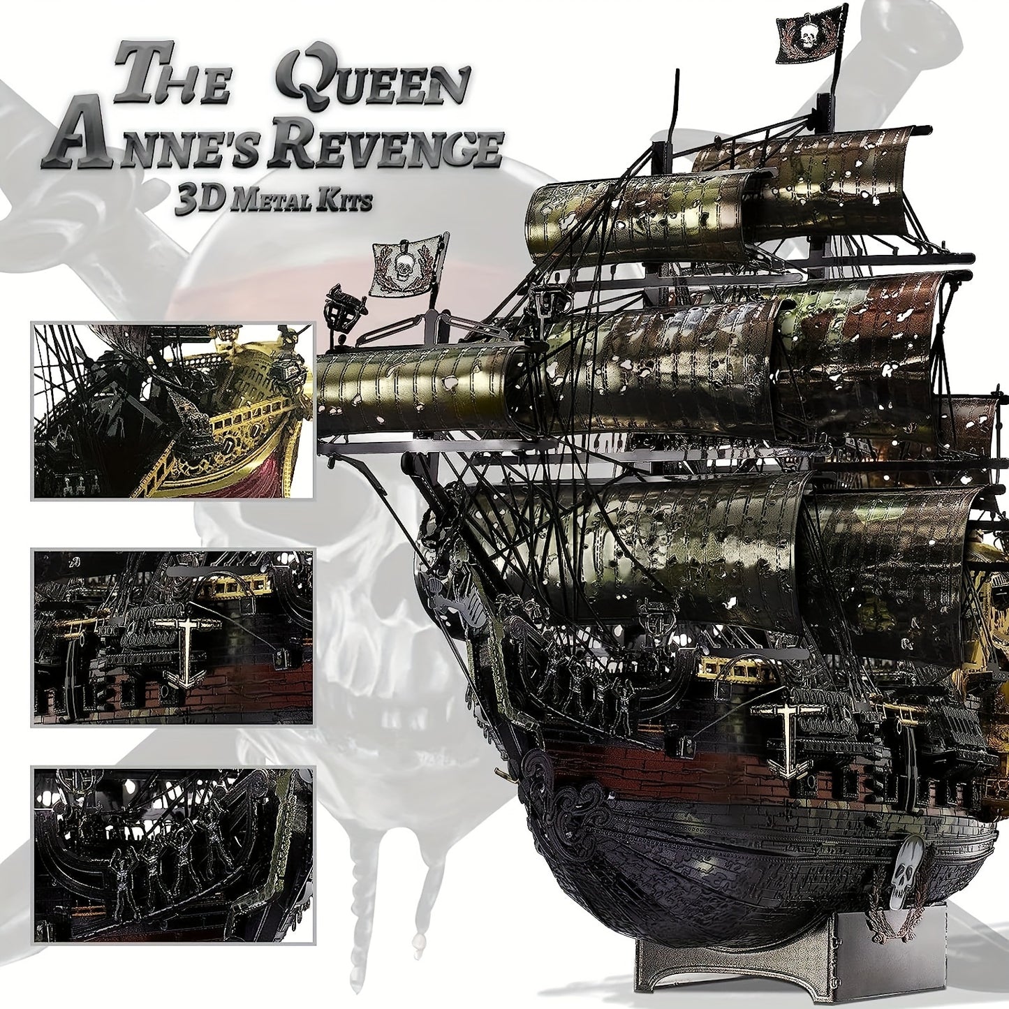 Metal 3D Jigsaw Puzzles For Adults, Flying Pirate Ship Model Kit, 3D Water Model Building Kit, DIY Craft Kit Difficult 3D Puzzles For Family Time, Great Gift