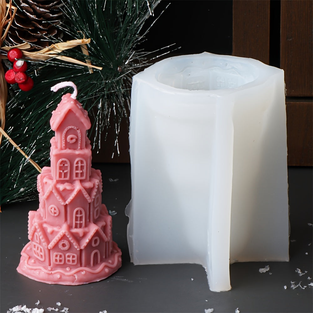 Silicone Christmas House Candle Mold,