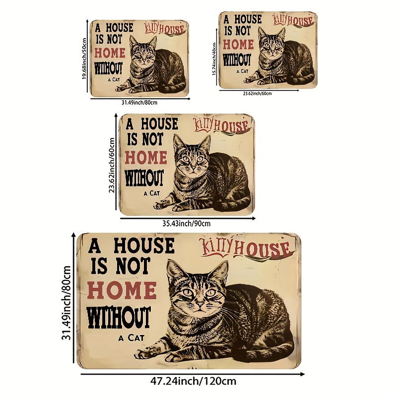 1pc, Thickness 8mm JIT Retro Cat Children's Room Carpet, Bathroom Carpet, Kitchen Floor Mat