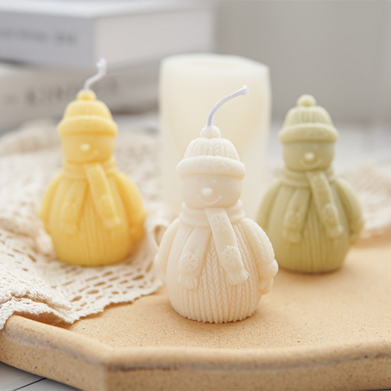 With A Scarf Snowman For Incense Candle Silicone Mold,