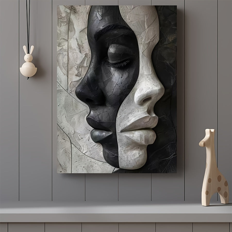 Modern Black & White Woman Faces Canvas Art