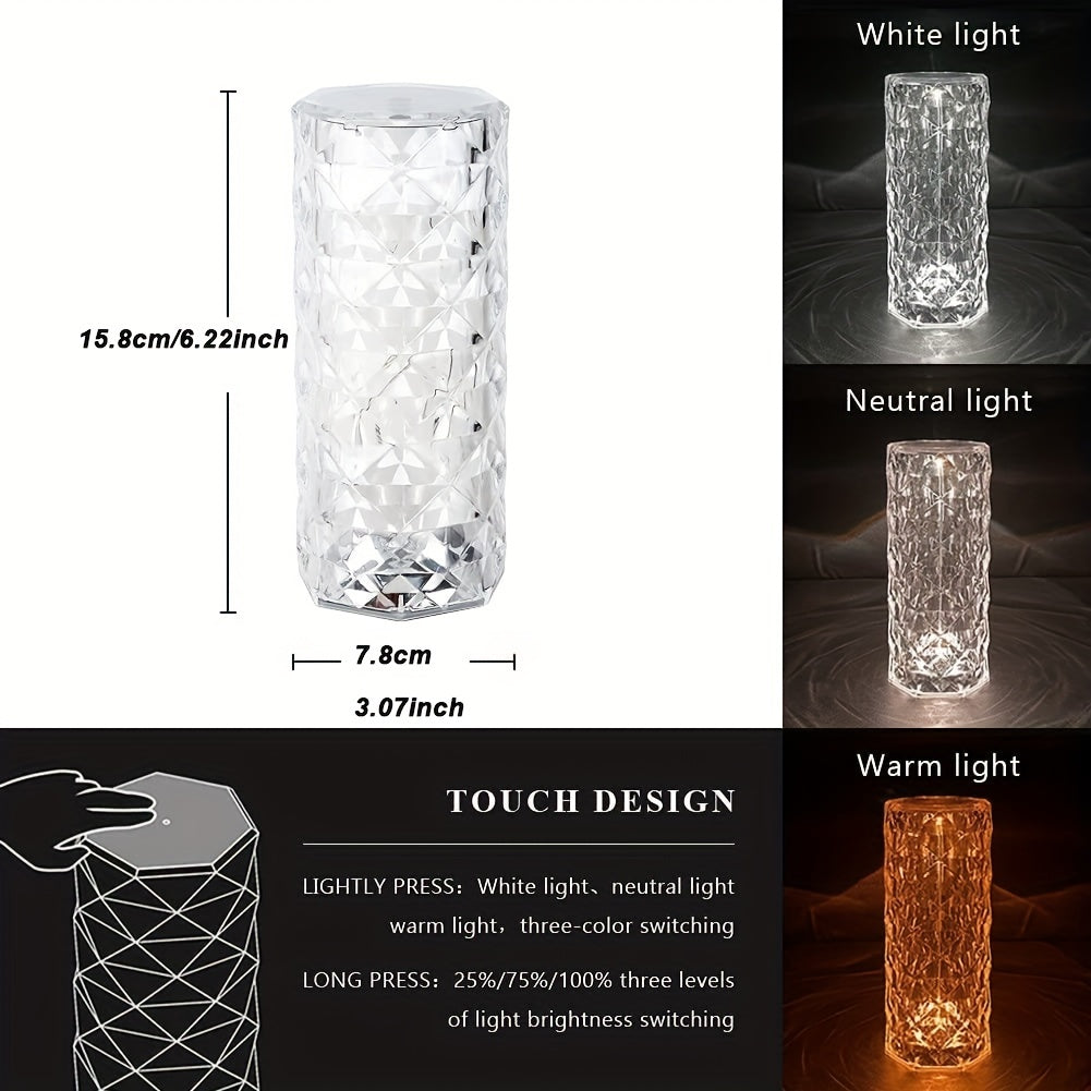 Crystal Diamond Table Lamp With Color-changing