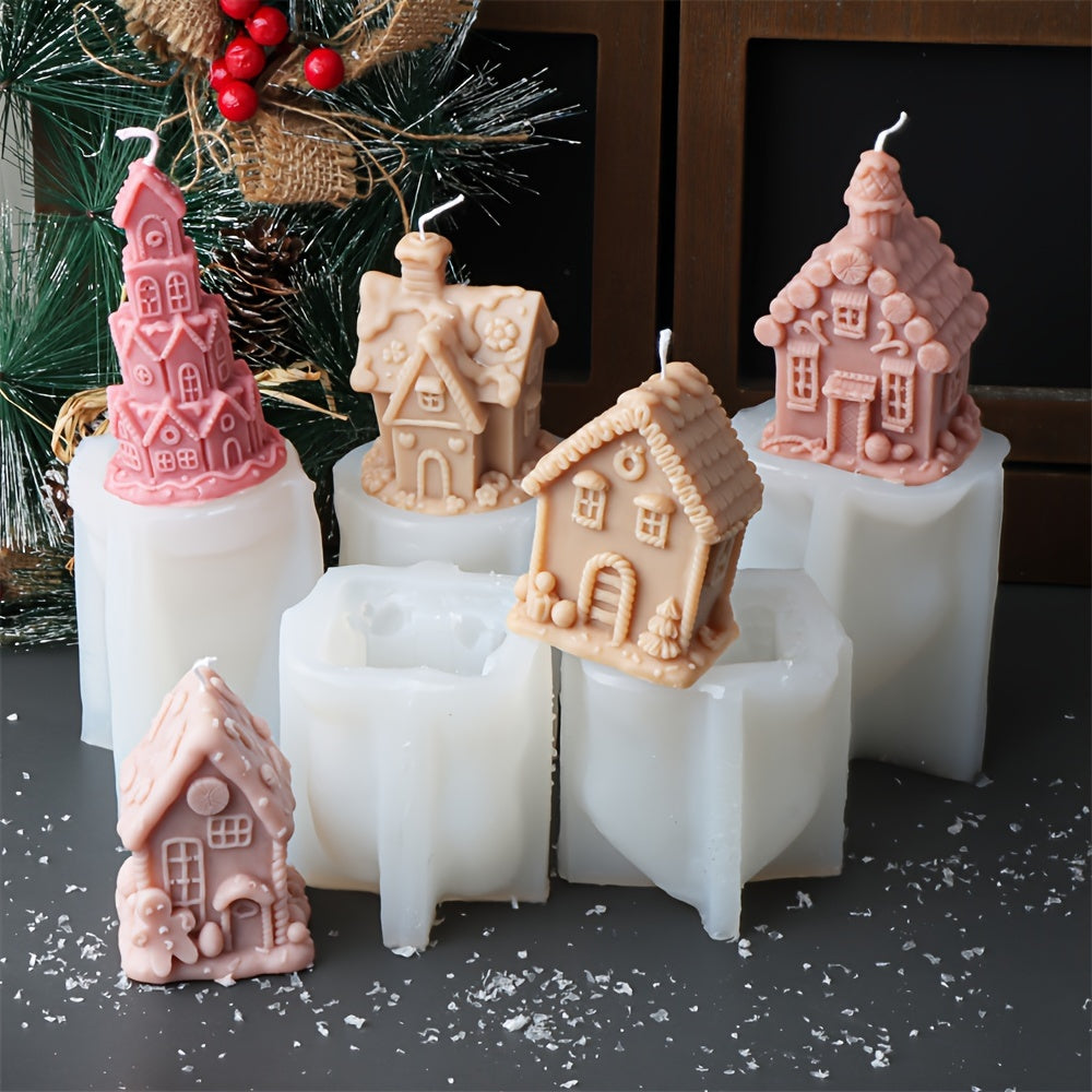 Silicone Christmas House Candle Mold,