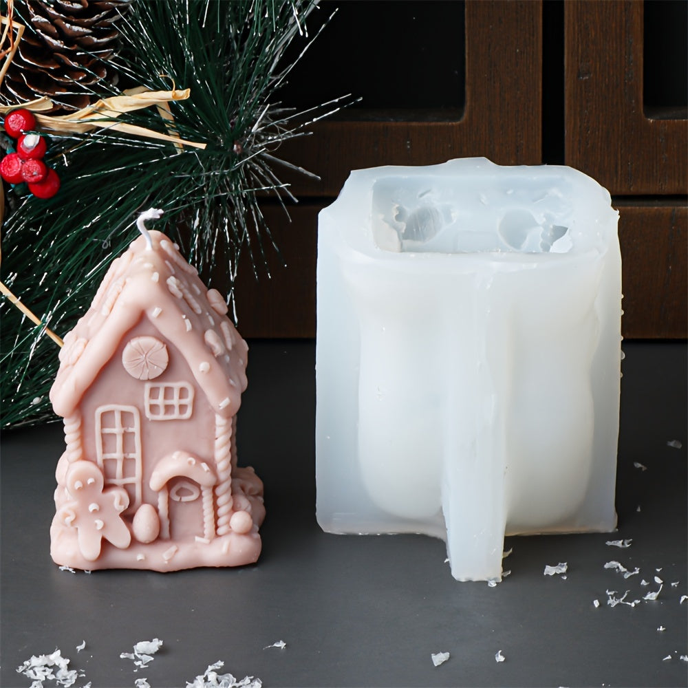 Silicone Christmas House Candle Mold,