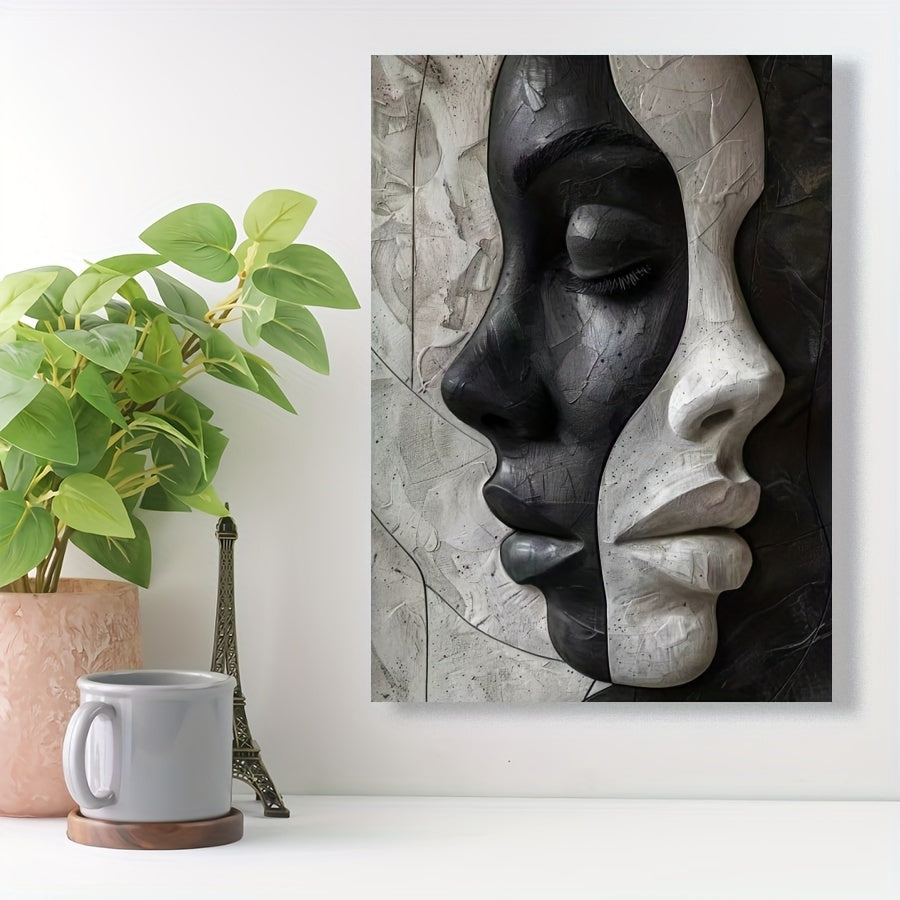 Modern Black & White Woman Faces Canvas Art