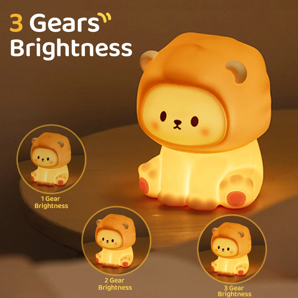 Cute Red Panda Night Light For Kids Warm Color Sleep Nightlight