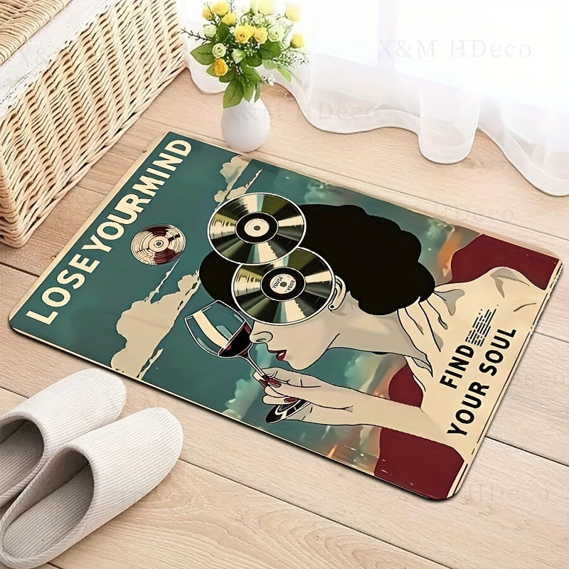 1pc, Thickness 8mm JIT Retro Poster, Nostalgic Carpet, Kitchen Floor Mat