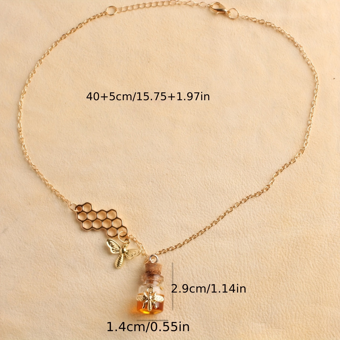 1pc Bee Honeycomb Necklace Honey Jar Animal Golden Alloy Necklace Cute Chain Jewelry For Women