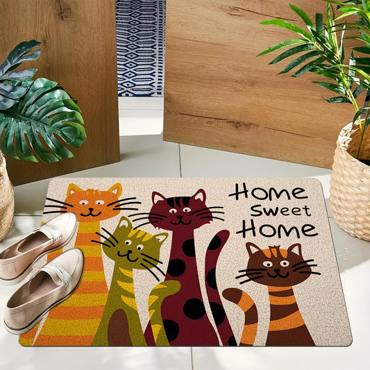 1pc Entrance Floor Mat, Giant Cat Alphabet Print Pattern Rug, Non-Slip Stain Resistant Floor Mat For Indoor Outdoor Entrance Floor Doormat