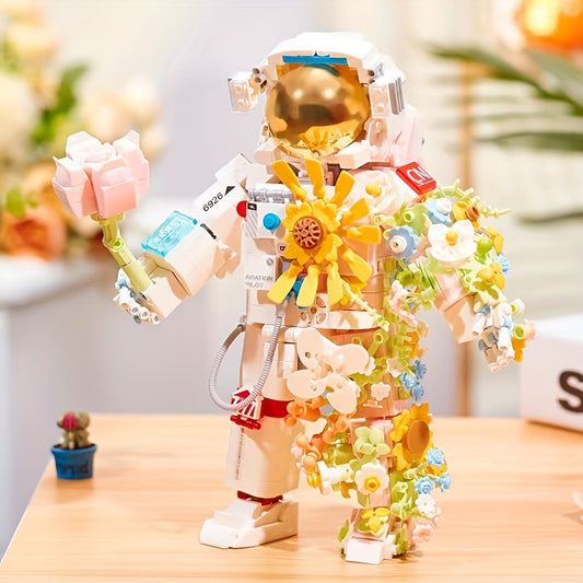 1002pcs Flower Space Astronaut Building Blocks Set,