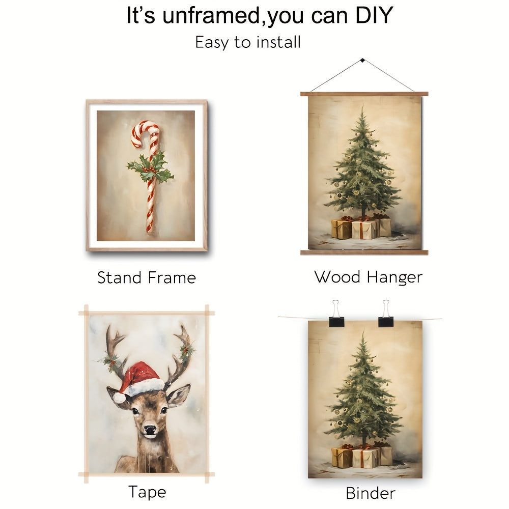 Set of 3 Rustic Christmas Canvas Prints