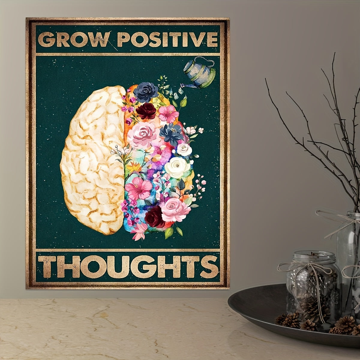 1pc Grow Positive Thoughts Canvas Poster