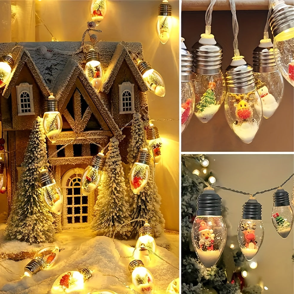 Christmas Fantasy Indoor String Lights with Santa Claus and Tree Ornaments