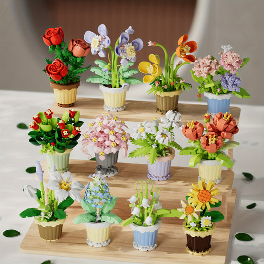 Flower Potted Assembly Collage Building Blocks Toys,