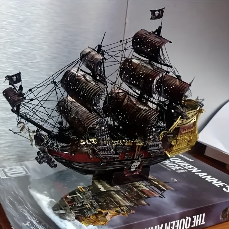 Metal 3D Jigsaw Puzzles For Adults, Flying Pirate Ship Model Kit, 3D Water Model Building Kit, DIY Craft Kit Difficult 3D Puzzles For Family Time, Great Gift