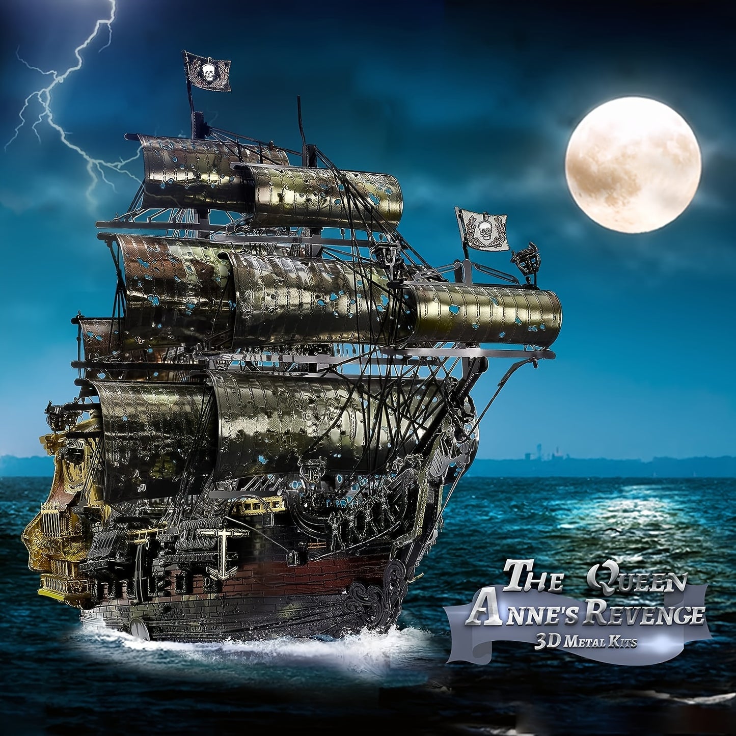 Metal 3D Jigsaw Puzzles For Adults, Flying Pirate Ship Model Kit, 3D Water Model Building Kit, DIY Craft Kit Difficult 3D Puzzles For Family Time, Great Gift