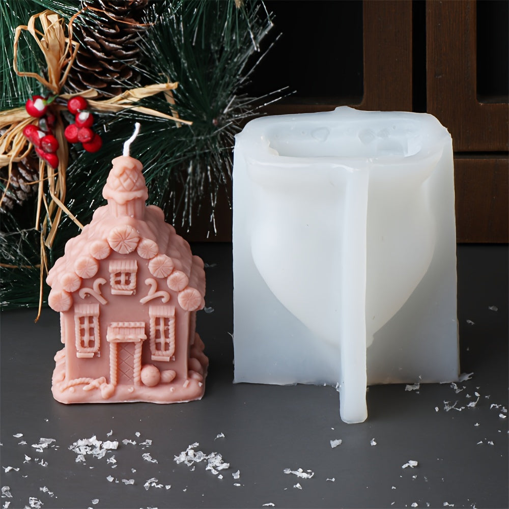 Silicone Christmas House Candle Mold,