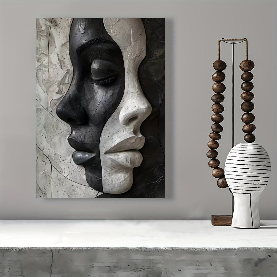 Modern Black & White Woman Faces Canvas Art